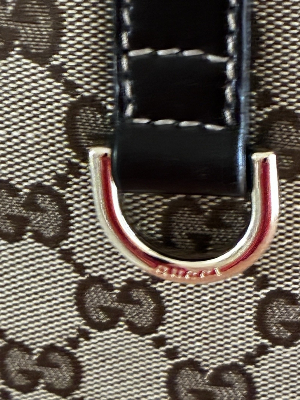 Gucci Britt Boston Bag GG Monogram Canvas Brown Leather & Dust Bag -Like New - Picture 11 of 16